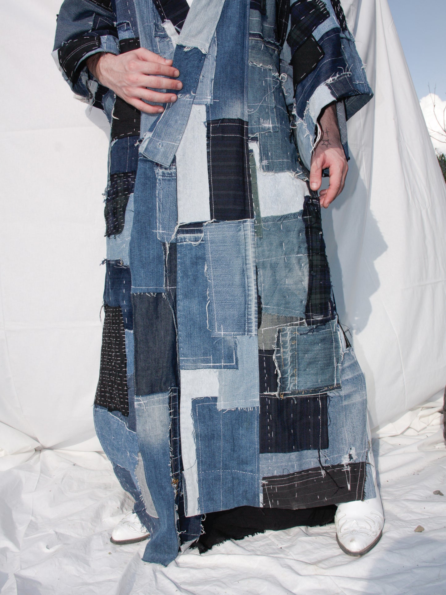 "Boro" denim Kimono/ Coat