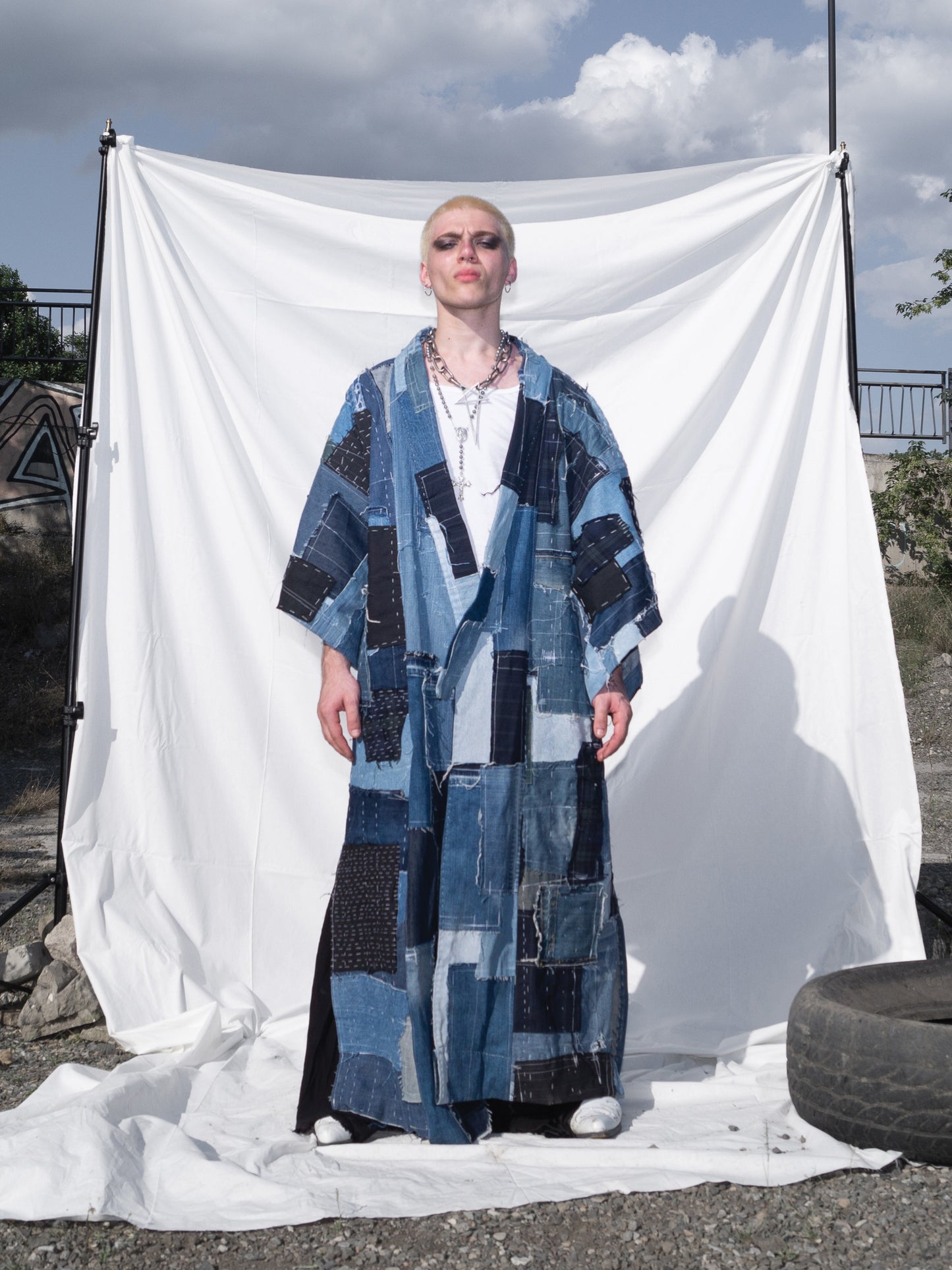 "Boro" denim Kimono/ Coat