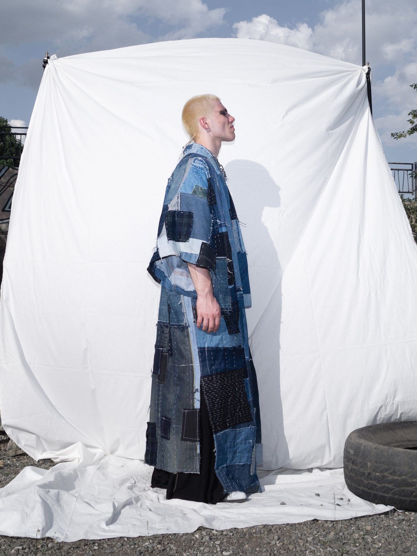 "Boro" denim Kimono/ Coat